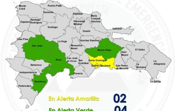 COE coloca seis demarcaciones en alerta por lluvias y tormentas eléctricas