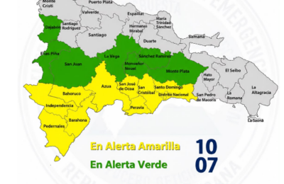 COE mantiene 16 provincias y el Distrito Nacional en alerta por incidencia de vaguada